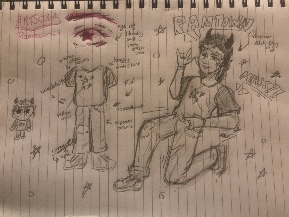 Ramtowncos's tweet photo. My pencil started becoming creamy textured so i said fuck it and made a page for artsona :33

Ive literally never shared my artsona so be nice i beg 🤩🤩

#artsona #ramtown #doodles #refpage #frousetwt https://t.co/HZphy6RXFy