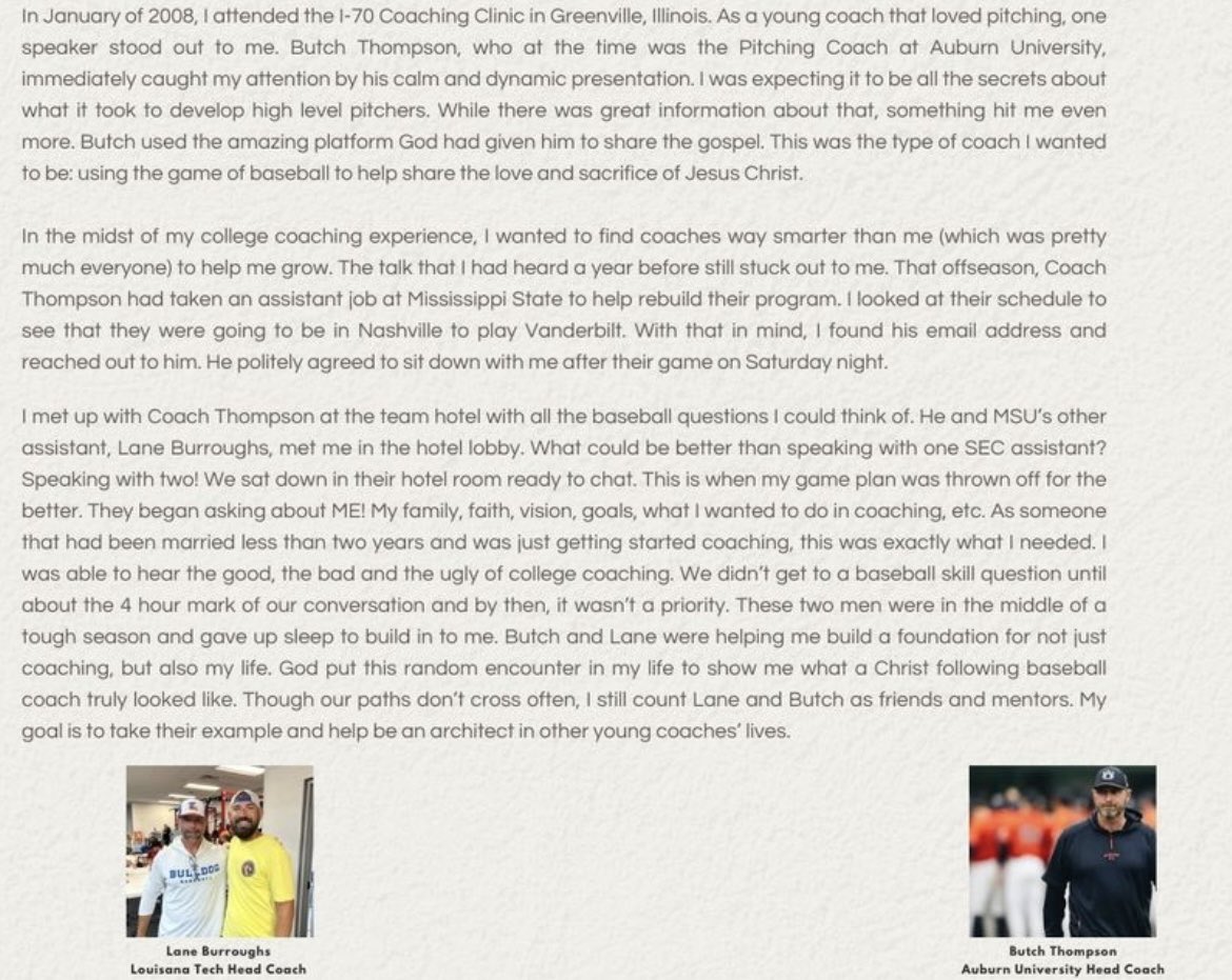 Jeff Richardson (@j_richardson12) on Twitter photo LESSONS FROM THE COACHING DESSERT #2. I’m so grateful for the impact <a href="/LaneBurroughs23/">Lane Burroughs</a> and <a href="/3strikes_AU/">Butch Thompson</a> made on my life several years ago. I hope my words honor Jesus and these two men. LESSONS FROM THE COACHING DESSERT #2. I’m so grateful for the impact <a href="/LaneBurroughs23/">Lane Burroughs</a> and <a href="/3strikes_AU/">Butch Thompson</a> made on my life several years ago. I hope my words honor Jesus and these two men.