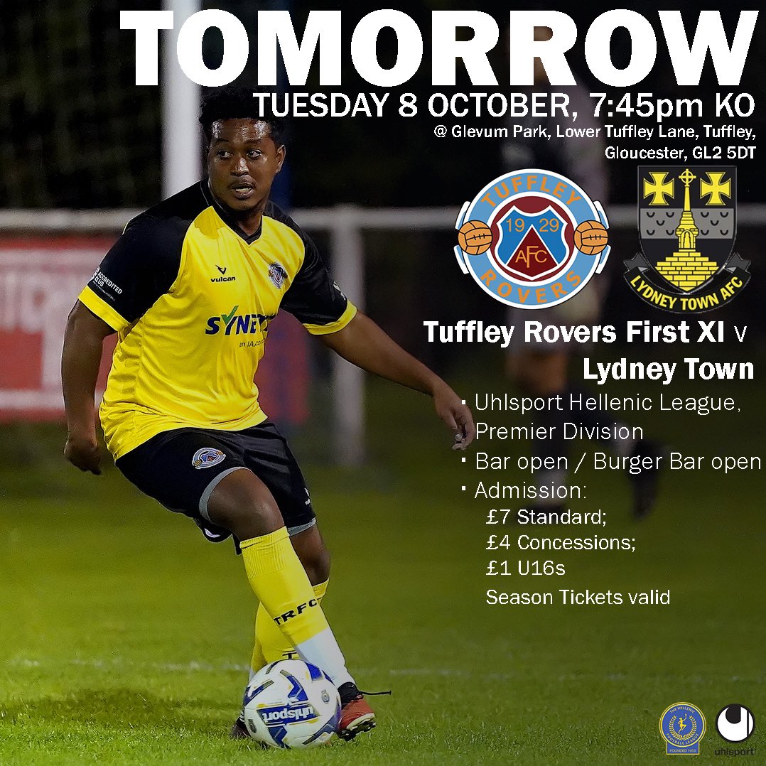 We are in <a href="/HellenicLeague/">Hellenic League</a> Premier Division action tomorrow, as we host <a href="/LydneyTownAFC/">Lydney Town AFC</a> in a 7:45pm KO.

Here’s hoping for another good crowd to cheer the lads on. See you there!

#uptherovers