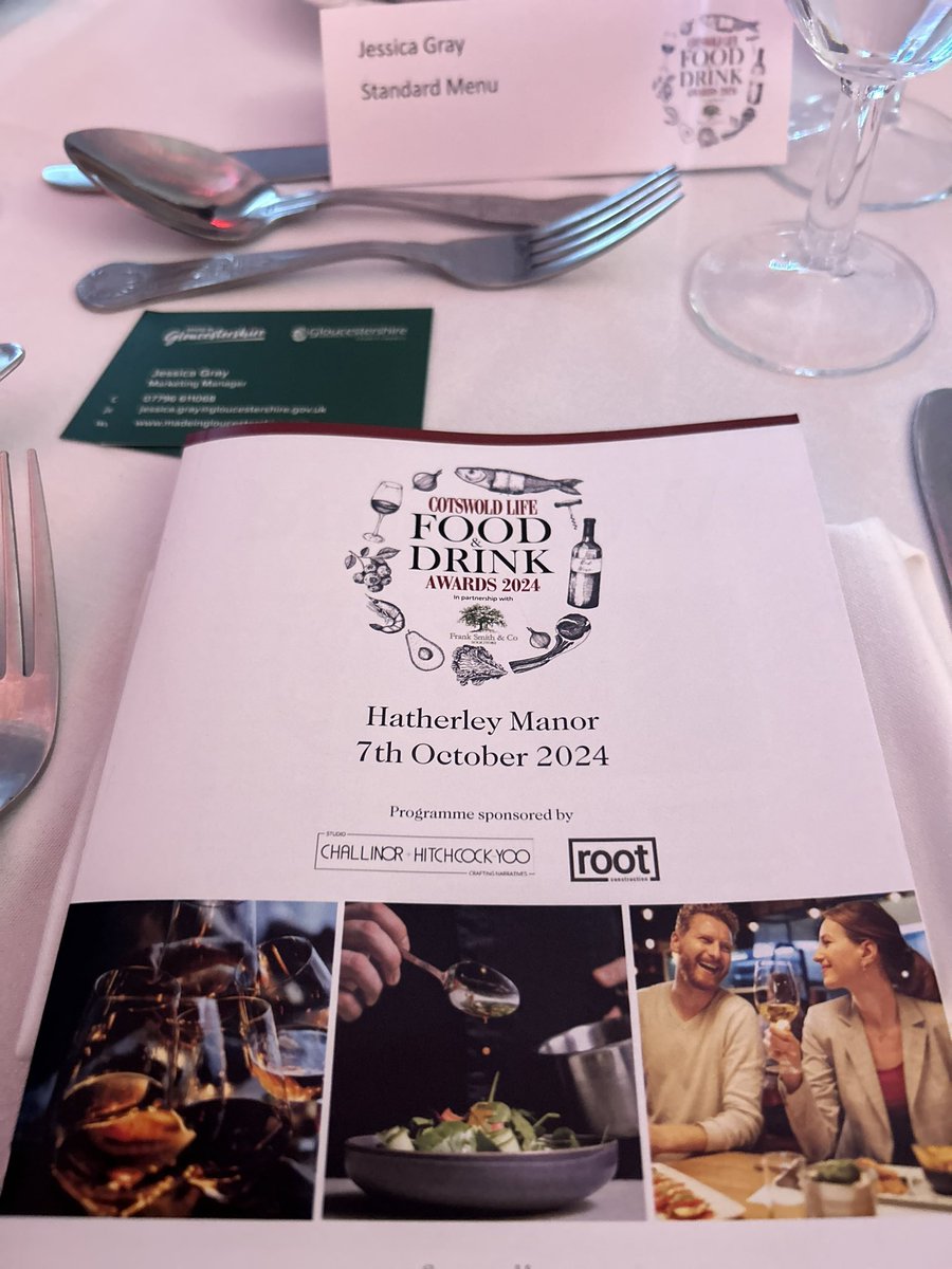 MadeinGlos's tweet image. Delighted to be at the @cotswoldlife Food and Drink Awards - good luck to all our Made in Gloucestershire members! 😊🥳🥂🍽️ #CLFDA