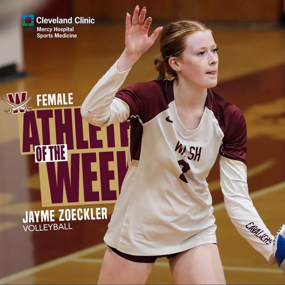 Walsh Athletes of the Week, presented by the Cleveland Clinic ⚔️ 
Congratulations TC and Jayme🏈🏐
#SwordsUp