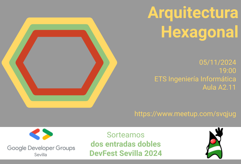 SVQ JUG (@svqjug) on Twitter photo Noviembre a tope. ¿Quieres conocer la arquitectura de moda que piden en todos los procesos de selección? Vente a aprender sobre Arquitectura Hexagonal, el 5 de Noviembre en la ETSII. Y un sorteo MUY especial por cortesía de nuestros amigos de <a href="/GDGSevilla/">GDG Sevilla</a>! meetup.com/svqjug/events/… Noviembre a tope. ¿Quieres conocer la arquitectura de moda que piden en todos los procesos de selección? Vente a aprender sobre Arquitectura Hexagonal, el 5 de Noviembre en la ETSII. Y un sorteo MUY especial por cortesía de nuestros amigos de <a href="/GDGSevilla/">GDG Sevilla</a>! meetup.com/svqjug/events/…