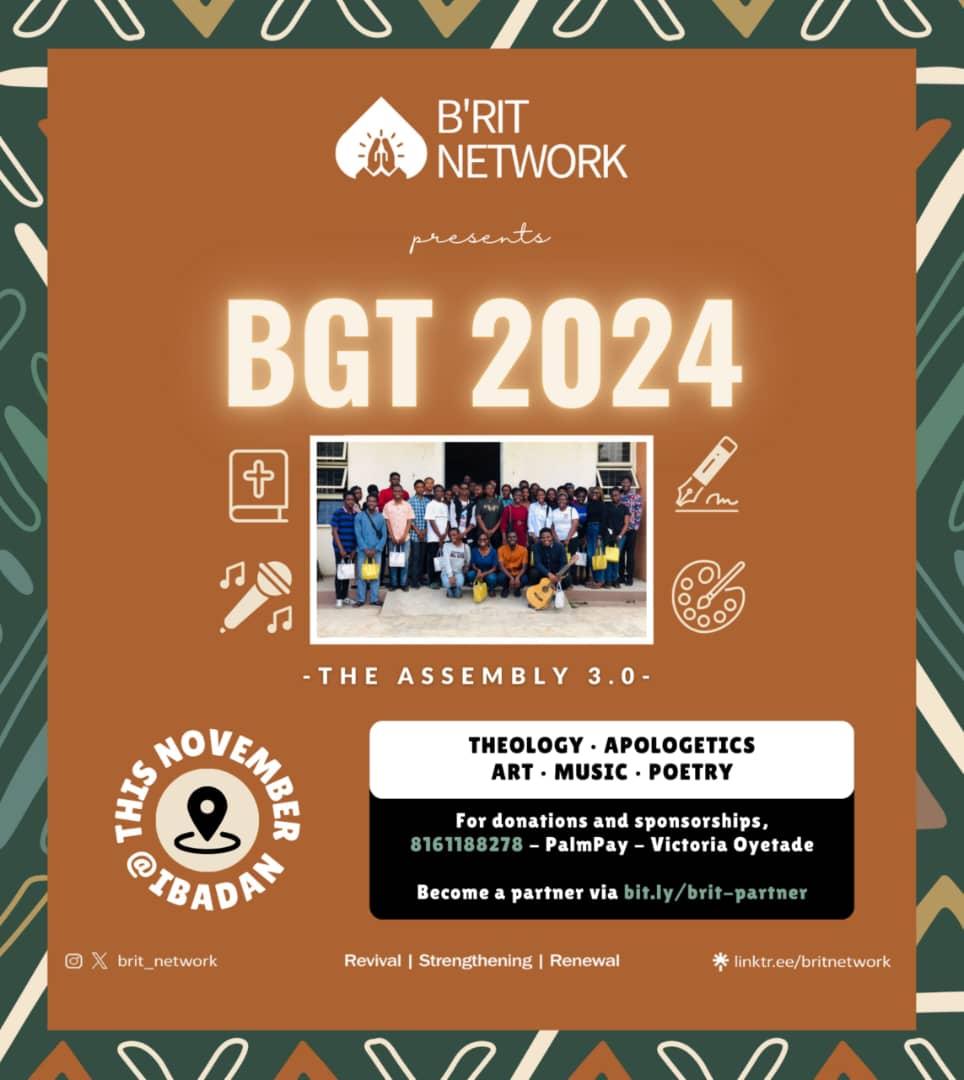 brit_network's tweet photo. 🫣 IT'S LESS THAN 2 MONTHS AWAY!

😱 Word on the streets is that this *free* event will be featuring 
- Gospel-centered discussions with Q&amp;A,💭
- An engaging session on Apologetics,✝️
- Live poetry and music performances,🎤
- Art exhibition,🖼️ https://t.co/0Qf3a5OqBX