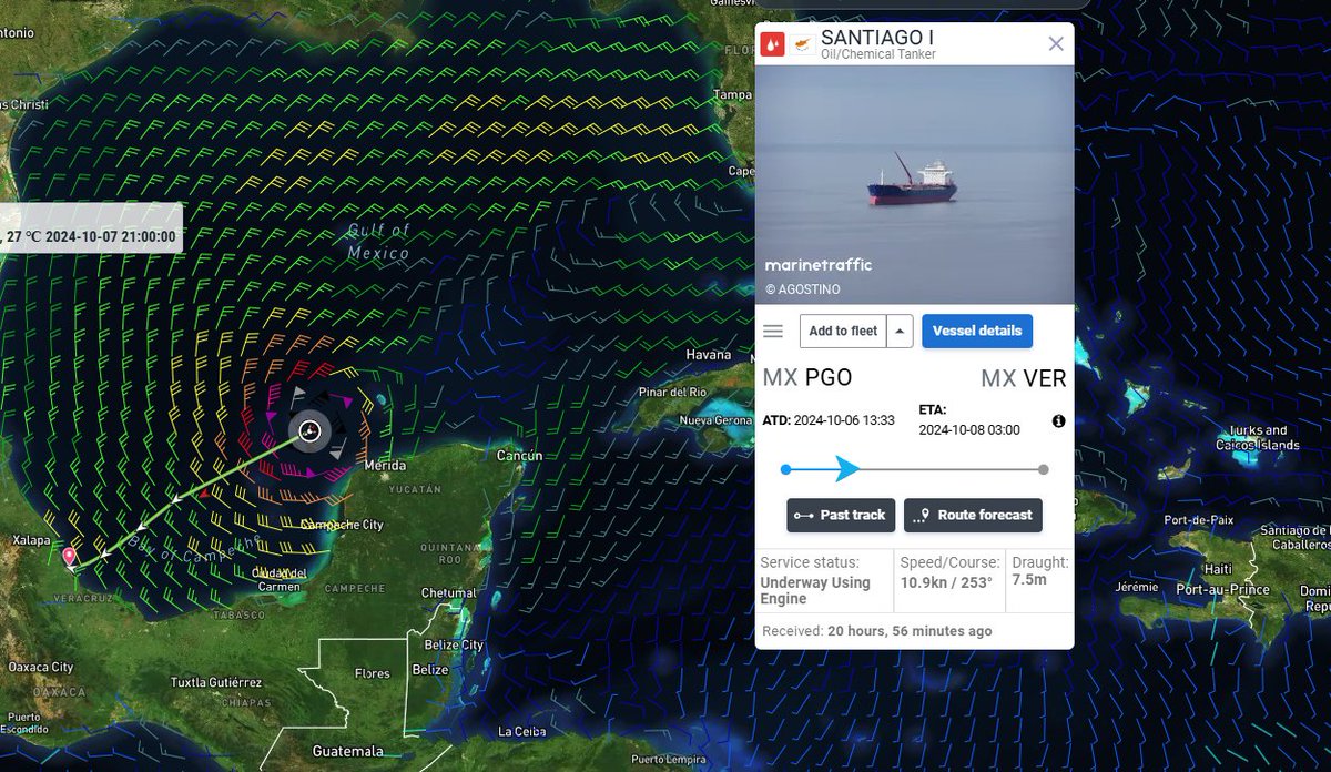 Murderfish1776's tweet image. It&apos;s time to turn and burn my guy.  Get out of the storm!  #shiptracking #miltonhurricane #floridaweather