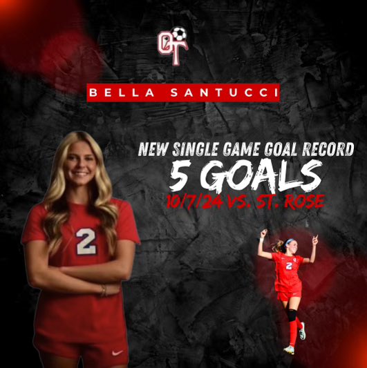 Ocean Township Girls Soccer (@otgsoccer) on Twitter photo After tying the school record just 6 days ago, she now stands all alone at the top! Congrats Bella! After tying the school record just 6 days ago, she now stands all alone at the top! Congrats Bella!
