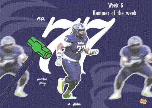 Carl Hornback (@carlhornback) on Twitter photo For the third time this season, our weekly hammer award goes to our proficient, and efficient left guard, <a href="/JordanGray2025/">Jordan Gray</a> Great job Jordan, keep hammering!!
<a href="/AARONGONZALEZ__/">AG</a> <a href="/EatonEagleFB/">Eaton Eagle Football</a> <a href="/Coach_Bacc/">Bryce Baccarini</a> For the third time this season, our weekly hammer award goes to our proficient, and efficient left guard, <a href="/JordanGray2025/">Jordan Gray</a> Great job Jordan, keep hammering!!
<a href="/AARONGONZALEZ__/">AG</a> <a href="/EatonEagleFB/">Eaton Eagle Football</a> <a href="/Coach_Bacc/">Bryce Baccarini</a>