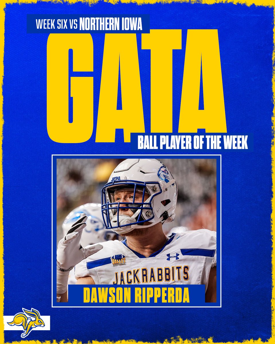 Week Six GATA Ball Player of the Week. 

<a href="/DawsonRipperda/">Dawson Ripperda</a> 

#GoJacks 🐰🏈