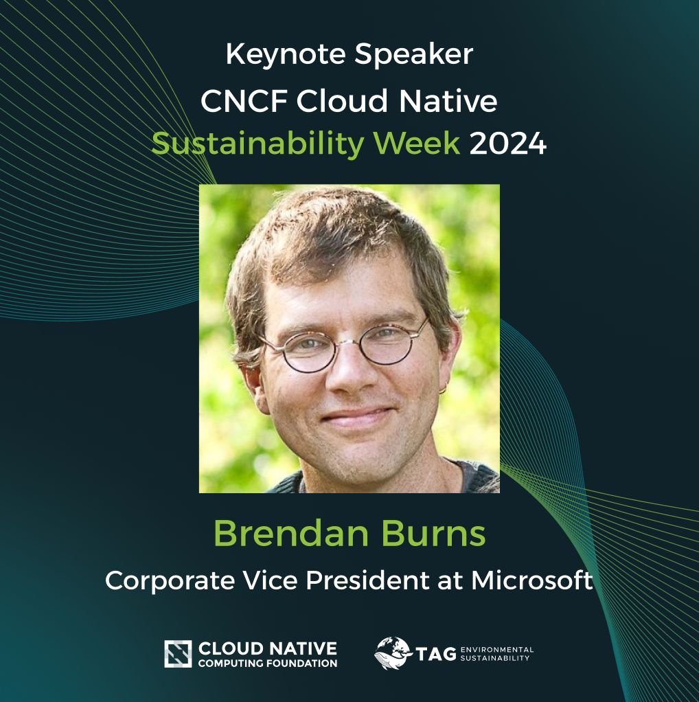 CNCF TAG Environmental Sustainability (@cncfenvtag) on Twitter photo Join us at CNCF Cloud Native Sustainability Week 2024 with Kubernetes co-creator <a href="/brendandburns/">brendandburns</a> as the keynote speaker 🎉
🗓 Oct 8, 2024
⏰ 5:00 PM CET | 8:00 AM PT
🔗 RSVP: community.cncf.io/events/details… Join us at CNCF Cloud Native Sustainability Week 2024 with Kubernetes co-creator <a href="/brendandburns/">brendandburns</a> as the keynote speaker 🎉
🗓 Oct 8, 2024
⏰ 5:00 PM CET | 8:00 AM PT
🔗 RSVP: community.cncf.io/events/details…