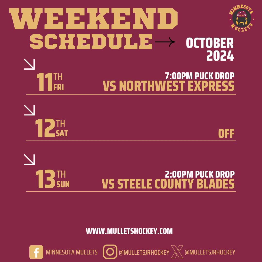 Upcoming weekend schedule!🏒