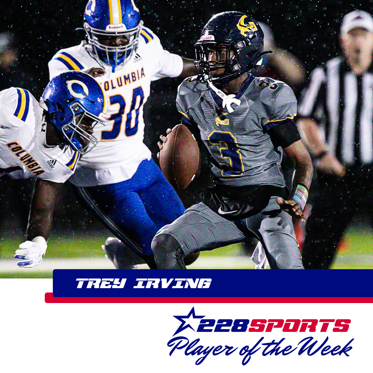 🏆 #228Sports Player of the Week: Trey Irving, QB for the #Gautier #Gators! 🏈 Irving's incredible performance included 253 passing yards with 1 TD and 98 rushing yards with 3 TDs, leading the Gators to a thrilling 42-41 win over Columbia. 🐊 #228Sports