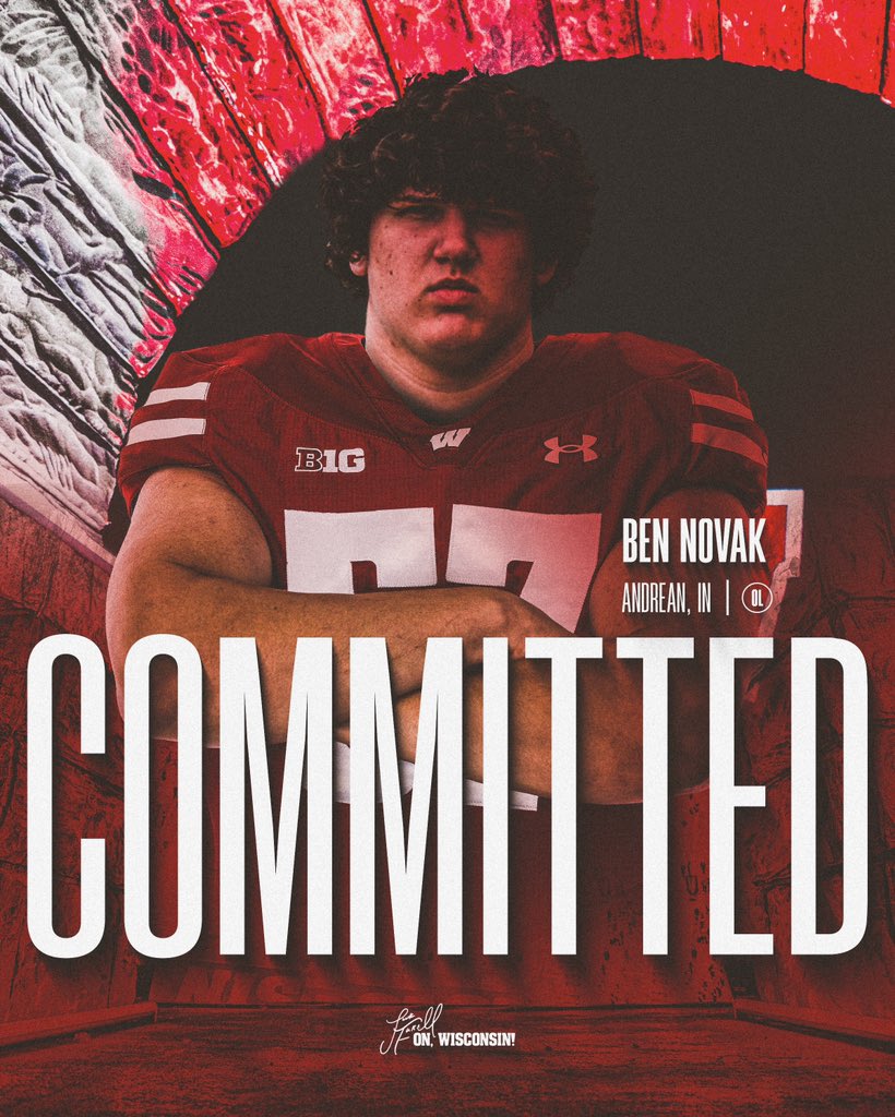 BenjaminNovak07's tweet image. 100% Committed‼️ #OnWisconsin
@CoachFick @CoachBlaz @CoachHeeman @CaseyRabach_61 @_maximus347 @CoachPhilLongo @WisFBRecruiting @SWiltfong_ @AllenTrieu @MohrRecruiting @RivalsFriedman @MarshallRivals @FootballAndrean @OLMafia @BadgerFootball