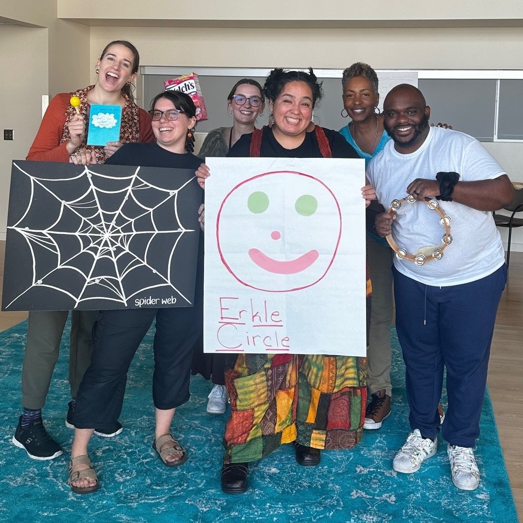 WolfTrap_Edu's tweet photo. Wolf Trap Master Teaching Artists Wincey Terry-Bryant (@Winceyco) + Krissie Marty take time out from their visit to Omaha Wolf Trap (@OPerformingArts) to conduct New Artist Training with O-Pa's teaching artists. Lots of fun sharing #ArtsEd strategies to advance early #literacy! https://t.co/NLLY17L42S