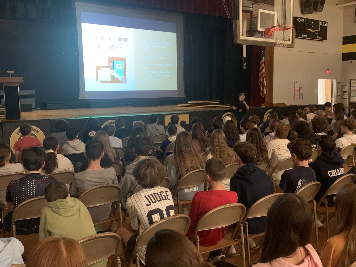 Our middle school Anti-Bullying Specialists kicking off Week of Respect with grade level assemblies!!! Thanks for providing a power message for a positive school climate!!! #MTPSpride #ThompsonMSpride
