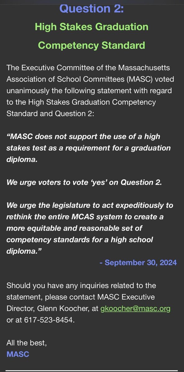 Devin Sheehan (@devinmsheehan) on Twitter photo Proud to see that the <a href="/MASCSchoolComm/">MASC-SchoolCommittee</a> Executive Committee has voted to urge voters to Vote Yes on Question 2. #MaEdu #Mapoli <a href="/question2_ma/">Yes on Question 2</a> Proud to see that the <a href="/MASCSchoolComm/">MASC-SchoolCommittee</a> Executive Committee has voted to urge voters to Vote Yes on Question 2. #MaEdu #Mapoli <a href="/question2_ma/">Yes on Question 2</a>
