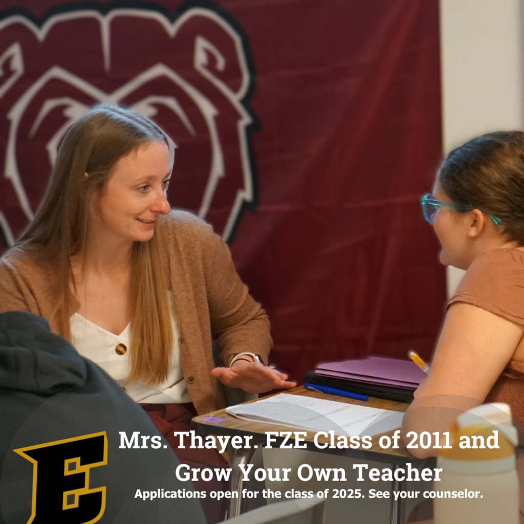 FZSchools's tweet image. Meet Mrs. Thayer, FZE Class of 2011 and one of 19 Grow Your Own Teachers in #FZSD teaching in hard-to-fill areas (HS math/science, special ed, industrial tech, SLP, ELD). GYOT winners get $4K per semester in forgivable loans. See counselor for more! Deadline 10/14! #Work4FZSD