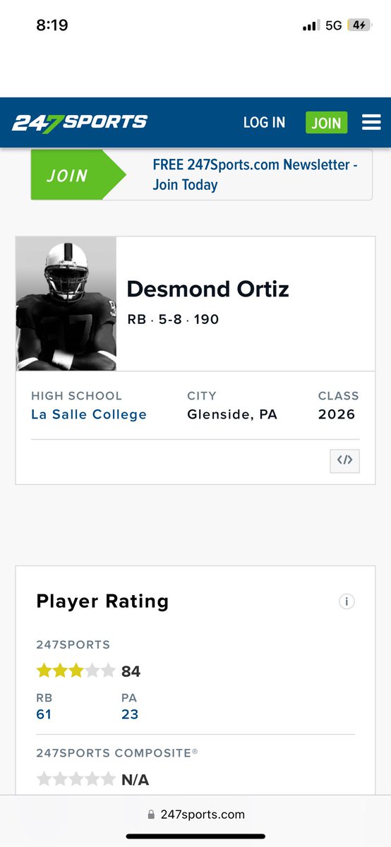 Thankful to be ranked a 3 star by 247!!
<a href="/247Sports/">247Sports</a> 
<a href="/247Hudson/">Hudson Standish</a> <a href="/adamgorney/">Adam Gorney</a> <a href="/EdOBrienCFB/">EdOBrienCFB</a> <a href="/BrianDohn247/">BrianDohn247</a>
