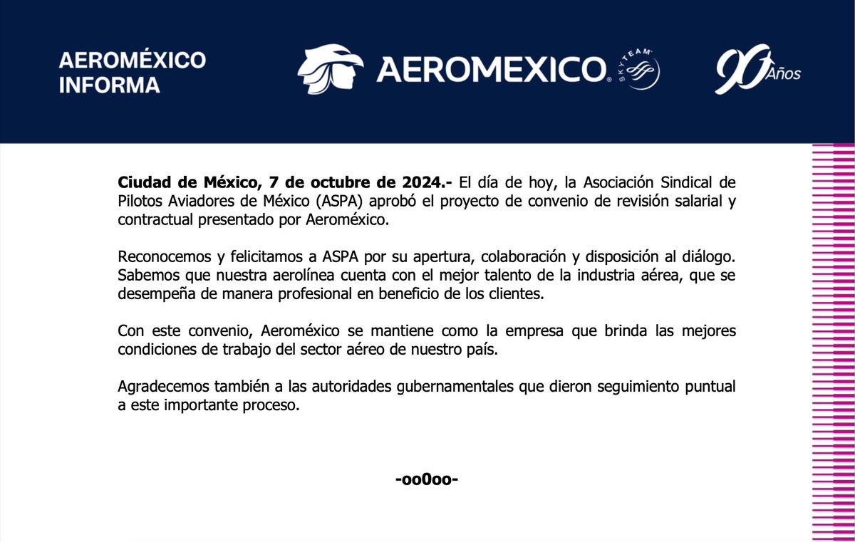 Aeromexico's tweet photo. #AeroméxicoInforma https://t.co/zNkTrpal3M