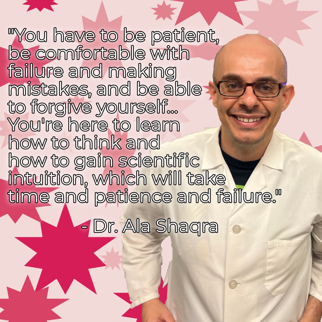 UMass Chan Biochemistry & Molecular Biotechnology (@umasschan_bmb) on Twitter photo #sciadvice from <a href="/shaqradr/">Dr. A.M.Shaqra</a> - be patient, get used to making mistakes, and learn to forgive yourself. Science can be tough, but you're tougher! Looking at everything as a learning experience makes it easier to get through the hard days. #phdlife #academicchatter #gradschool #sciadvice from <a href="/shaqradr/">Dr. A.M.Shaqra</a> - be patient, get used to making mistakes, and learn to forgive yourself. Science can be tough, but you're tougher! Looking at everything as a learning experience makes it easier to get through the hard days. #phdlife #academicchatter #gradschool