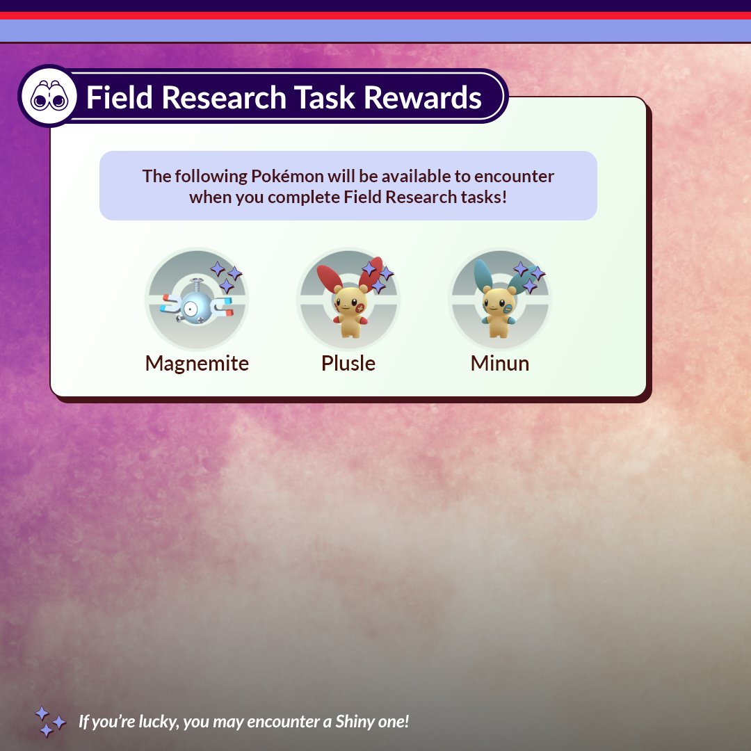 PokemonGoApp's tweet image. This event is going to be magnet-ficent! 🧲 🤩

Trainers, prepare to be drawn to the Magnetic Study event in #PokemonGO!

Tuesday, October 15, at 12:00 a.m. to Thursday, October 17, at 11:59 p.m. local time.

pokemongolive.com/post/magnetic-…