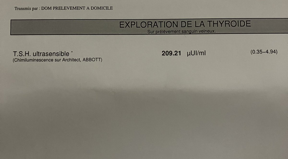 10Ketamine's tweet image. 👩‍🦱 « docteur je suis fatiguée, j’en peux plus… c’est pas normal à 19 ans d’être comme ça »
👨🏻‍⚕️ « mmm, on va faire une prise de sang, tranquillement »