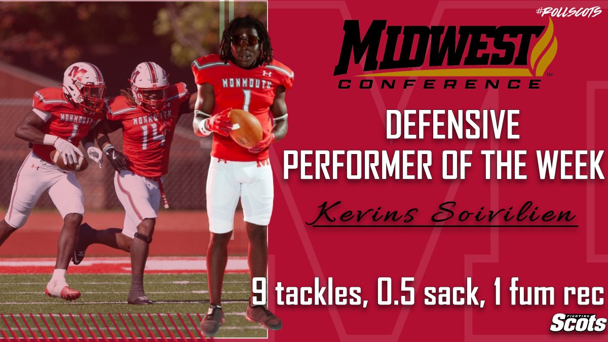 Not 1⃣ but2⃣ MWC Performers of the Week this week for <a href="/RollScotsFB/">Monmouth College Football</a> as Jackson Bergren takes the Offensive award and Kevins Soivilien wins on defense #RollScots
