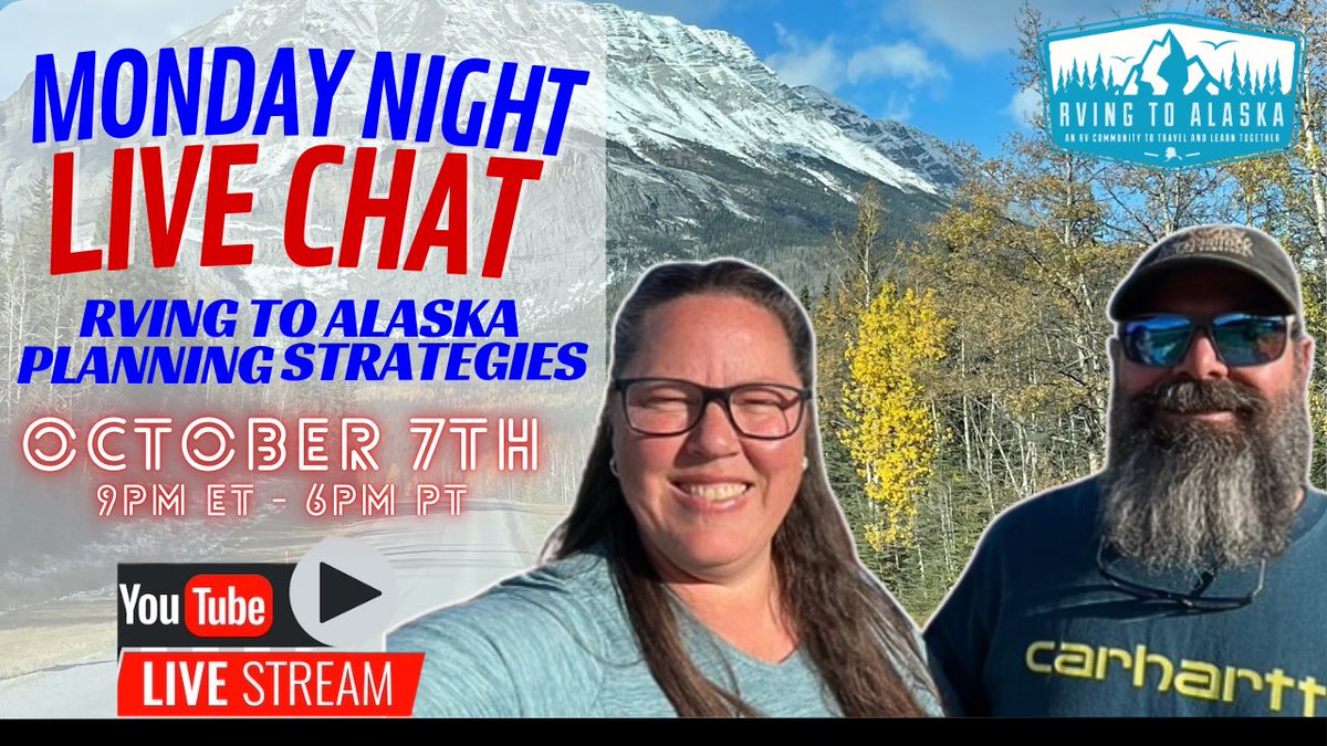 Your Alaskan RV Adventure Awaits but Only If You Plan it Right!  Join us for our first Monday Night Live of the 2025 Travel Season at 9pm E - 6pm P over on our RVing to Alaska YouTube channel at youtube.com/live/Znpc_6WdB….