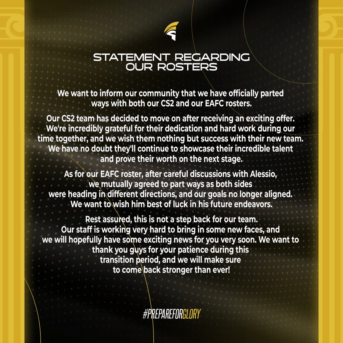 Long time no see. 
Update regarding the rosters of SpartansUK!
#PrepareForGlory