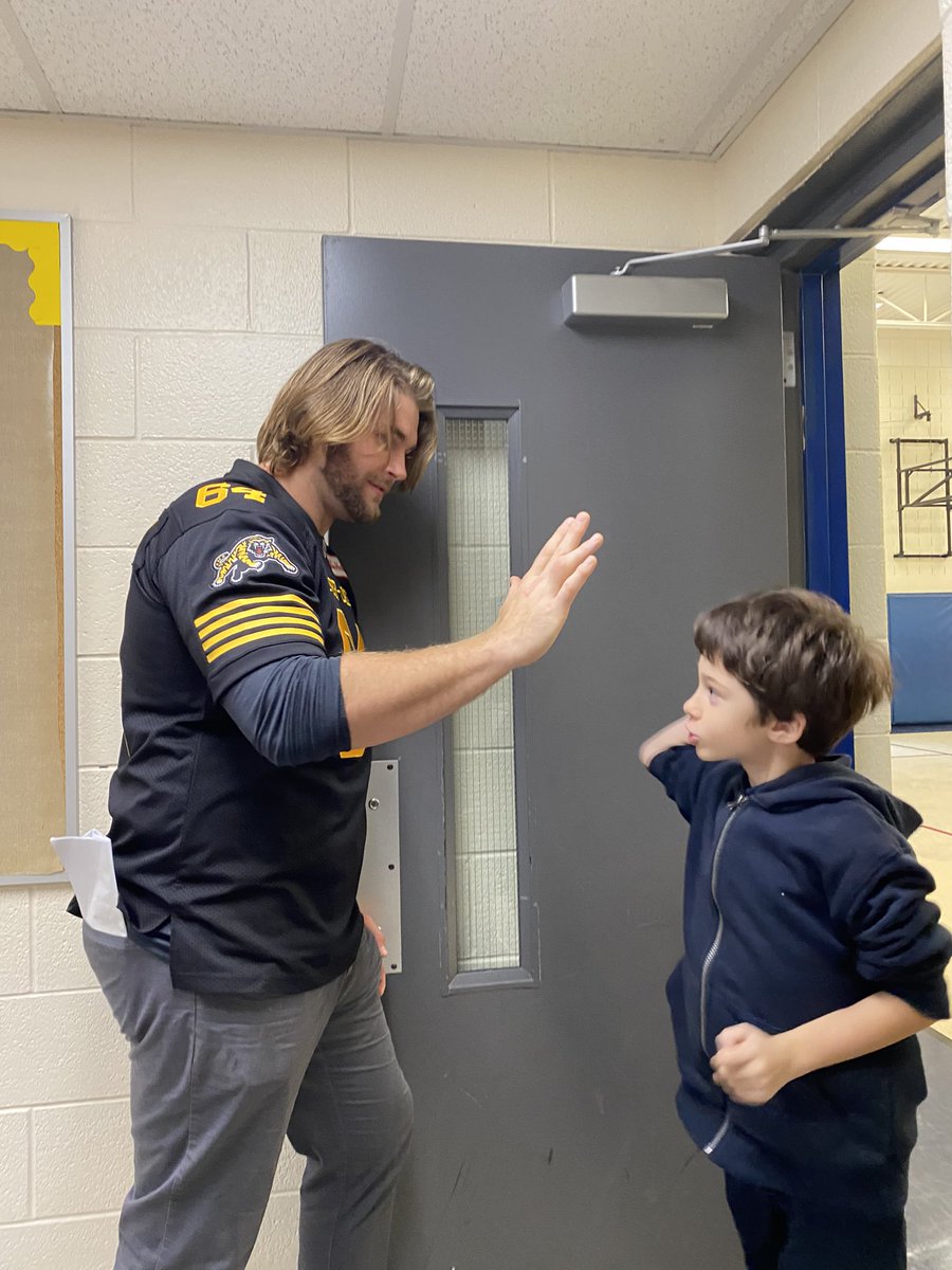 Ticats's tweet photo. Coulter Woodmansey visited Sts. Peter &amp; Paul Elementary to talk about Anti-Bullying 🤚

#TheHammer https://t.co/QgOuDfbya5