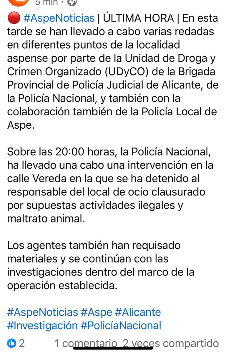 #Aspe . Redadas y detenciones