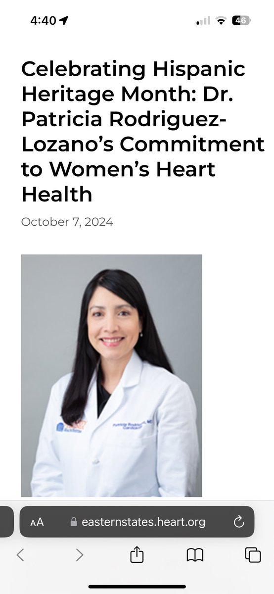 Patricia Rodriguez Lozano MD, MS (@prodriguezmd) on Twitter photo 🌟 Celebrating #HispanicHeritageMonth 🌟 Honored to highlight our team's work in advancing #WomensHeartHealth, focusing on culturally competent care for the Latino community. Thank you, <a href="/American_Heart/">American Heart Association</a>, <a href="/AHAScience/">AHA Science</a> for sharing our story! 💖
Read more: easternstates.heart.org/2024/10/07/cel… 🌟 Celebrating #HispanicHeritageMonth 🌟 Honored to highlight our team's work in advancing #WomensHeartHealth, focusing on culturally competent care for the Latino community. Thank you, <a href="/American_Heart/">American Heart Association</a>, <a href="/AHAScience/">AHA Science</a> for sharing our story! 💖
Read more: easternstates.heart.org/2024/10/07/cel…
