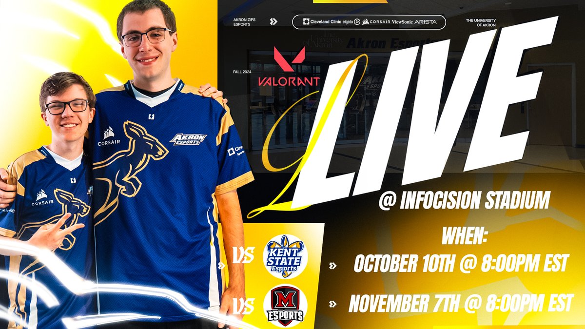Ever wanted to come cheer on our #ZipsVAL team 𝐈𝐧-𝐏𝐞𝐫𝐬𝐨𝐧?

Well 𝐭𝐡𝐢𝐬 𝐓𝐇𝐔𝐑𝐒𝐃𝐀𝐘 at 8:00pm EST against <a href="/EsportsKSU/">Kent State Esports</a> is your first of two opportunities!

Free pizza and drinks will be given to everyone who attends. Hope to see you there!