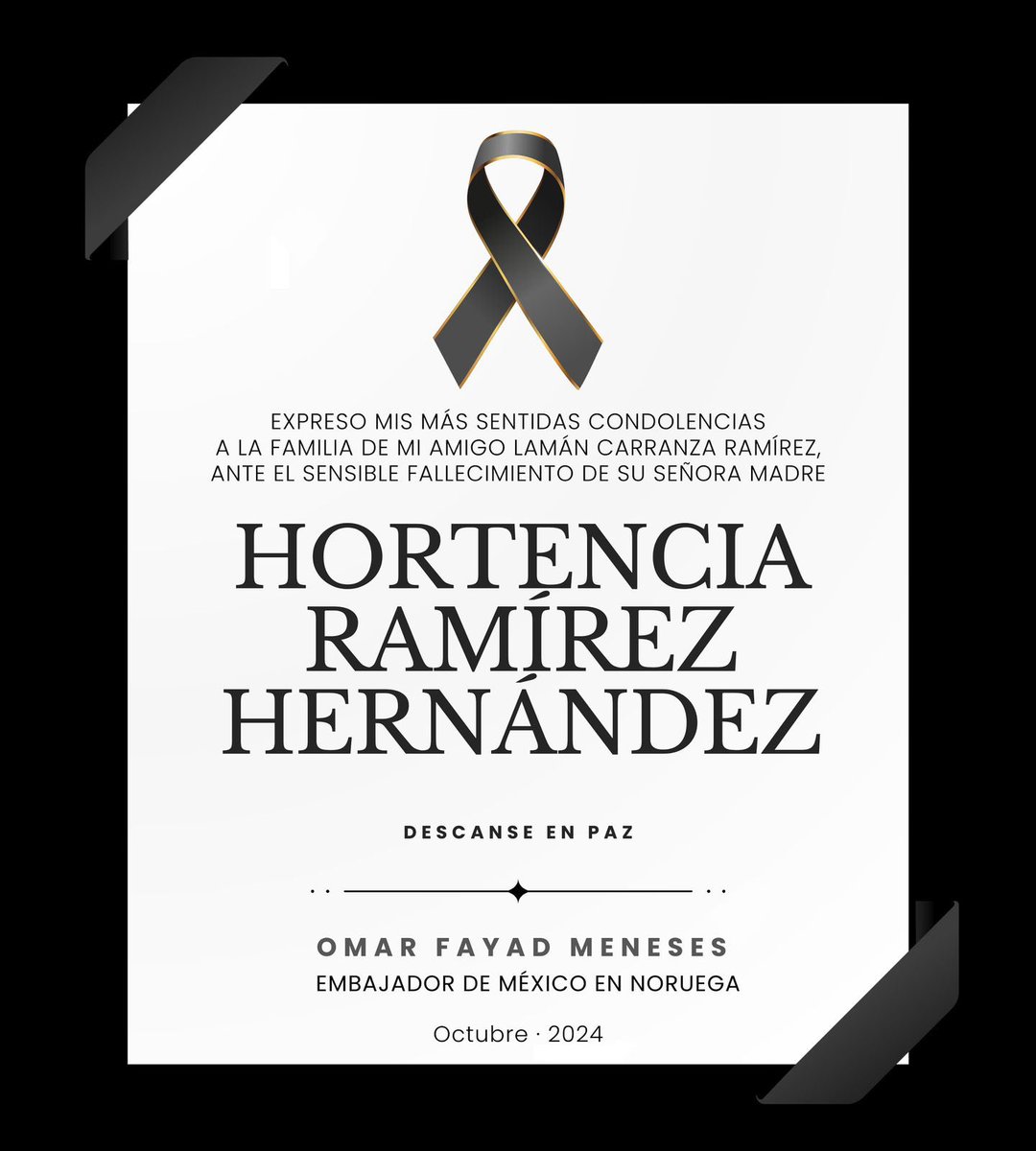 Expreso mis más sinceras condolencias a mi estimado amigo <a href="/LamanCarranza/">Lamán Carranza</a>, por la pérdida de su querida madre. QDEP 🕊️