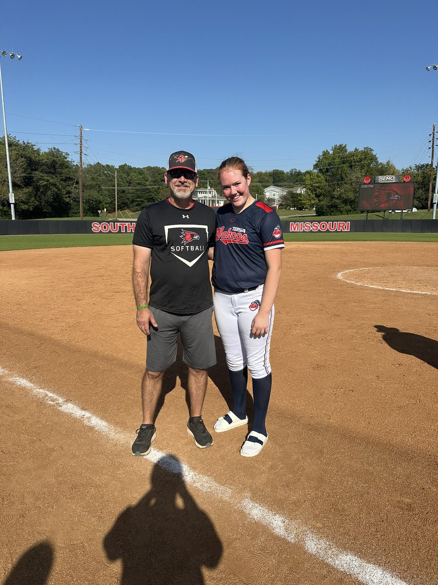 I had a great time at <a href="/SEMOsoftball/">SEMO Softball</a> camp yesterday! Thank you <a href="/CoachRedburn/">Mark Redburn</a>, <a href="/semoCoachJones/">Coach Jones</a> and <a href="/coachwallensemo/">Bryan Wallen</a> for the amazing coaching and instruction. I can't wait to be back on campus soon, go Redhawks❤️🖤!