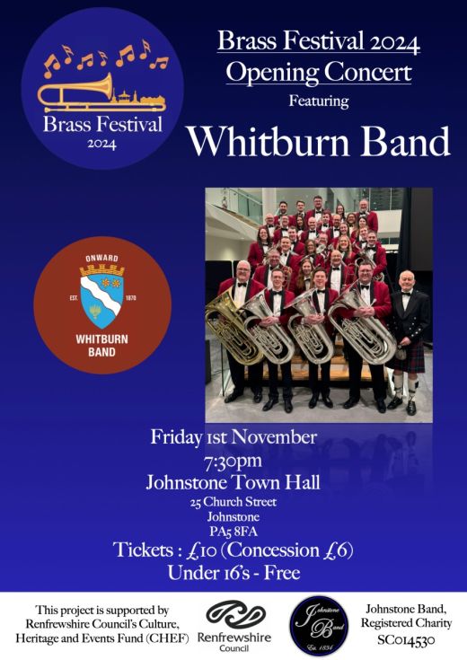 Johnstone Band (@johnstoneband) on Twitter photo Join us for our Brass Festival 2024 opening concert at Johnstone Town Hall on 1st November featuring <a href="/whitburnband/">Whitburn Band</a>
This project is supported by Renfrewshire Council's Culture, Heritage and Events Fund (CHEF)
#weareoneren #johnstone Join us for our Brass Festival 2024 opening concert at Johnstone Town Hall on 1st November featuring <a href="/whitburnband/">Whitburn Band</a>
This project is supported by Renfrewshire Council's Culture, Heritage and Events Fund (CHEF)
#weareoneren #johnstone