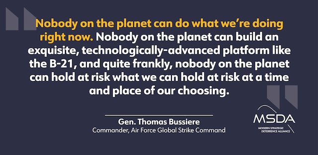ModDeterrence's tweet image. The U.S. #nucleardeterrent is the backbone of our national security and supports our allies abroad. Modernizing that deterrent with the #B21Raider, #SentinelICBM and #ColumbiaClassSSBN is essential to ensuring that it remains effective in the future.

af.mil/News/Article-D…