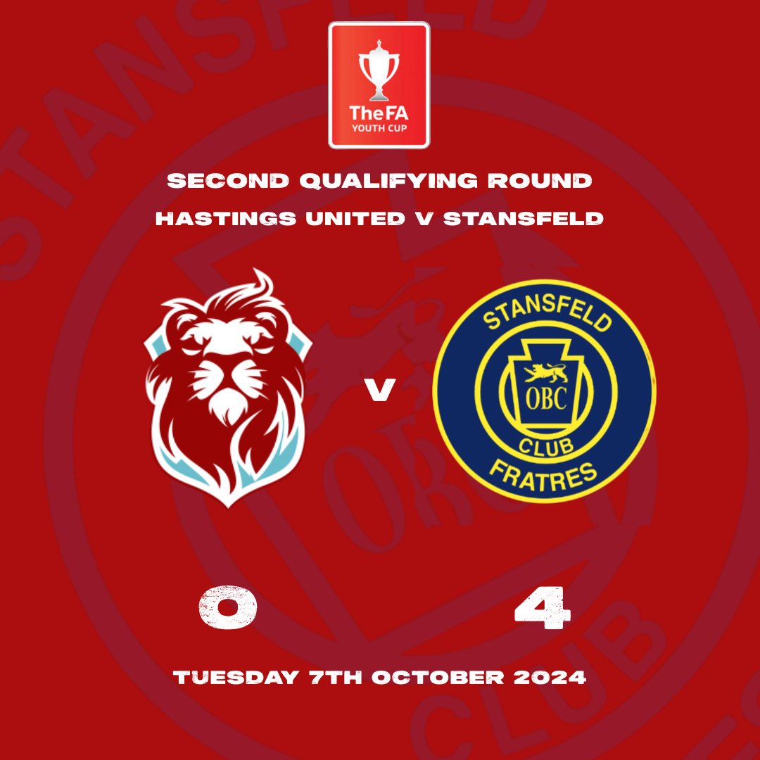 Stansfeld FC (@stansfeldfc) on Twitter photo FA YOUTH CUP ๐ | Our U18โs progressed to the Third Qualifying Round of the FA Youth Cup this evening with a 4-0 win away at <a href="/hastingsufc/">Hastings United FC</a>
Goals from Fred Jolly, Jack Ward, Sam Doyle & Sam Plant FA YOUTH CUP ๐ | Our U18โs progressed to the Third Qualifying Round of the FA Youth Cup this evening with a 4-0 win away at <a href="/hastingsufc/">Hastings United FC</a>
Goals from Fred Jolly, Jack Ward, Sam Doyle & Sam Plant