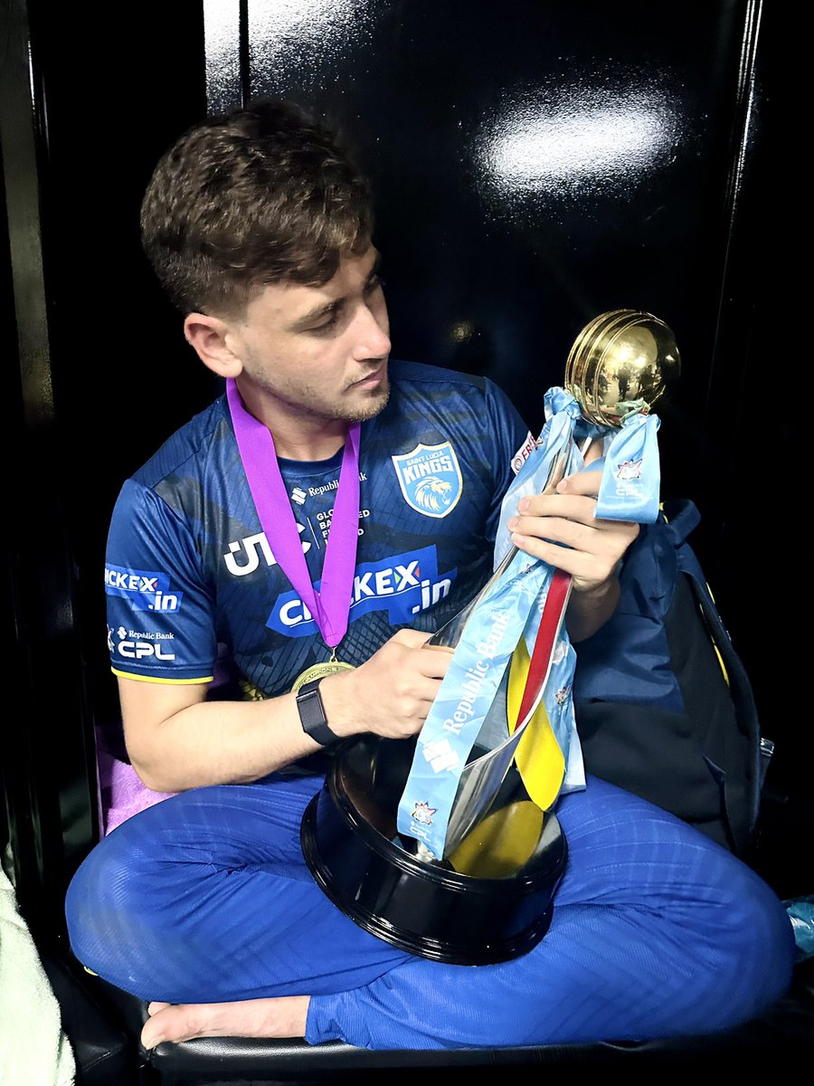 noor_ahmad_15's tweet photo. Champions of the @CPL 2024 🏆

 Extremely happy for winning the title 🏆 and getting Player of the tournament award 🏅 
It was a special debut CPL season for me with @SaintLuciaKings 🫡
Thanks everyone for your true support ✊ https://t.co/eV3nOe2zIs