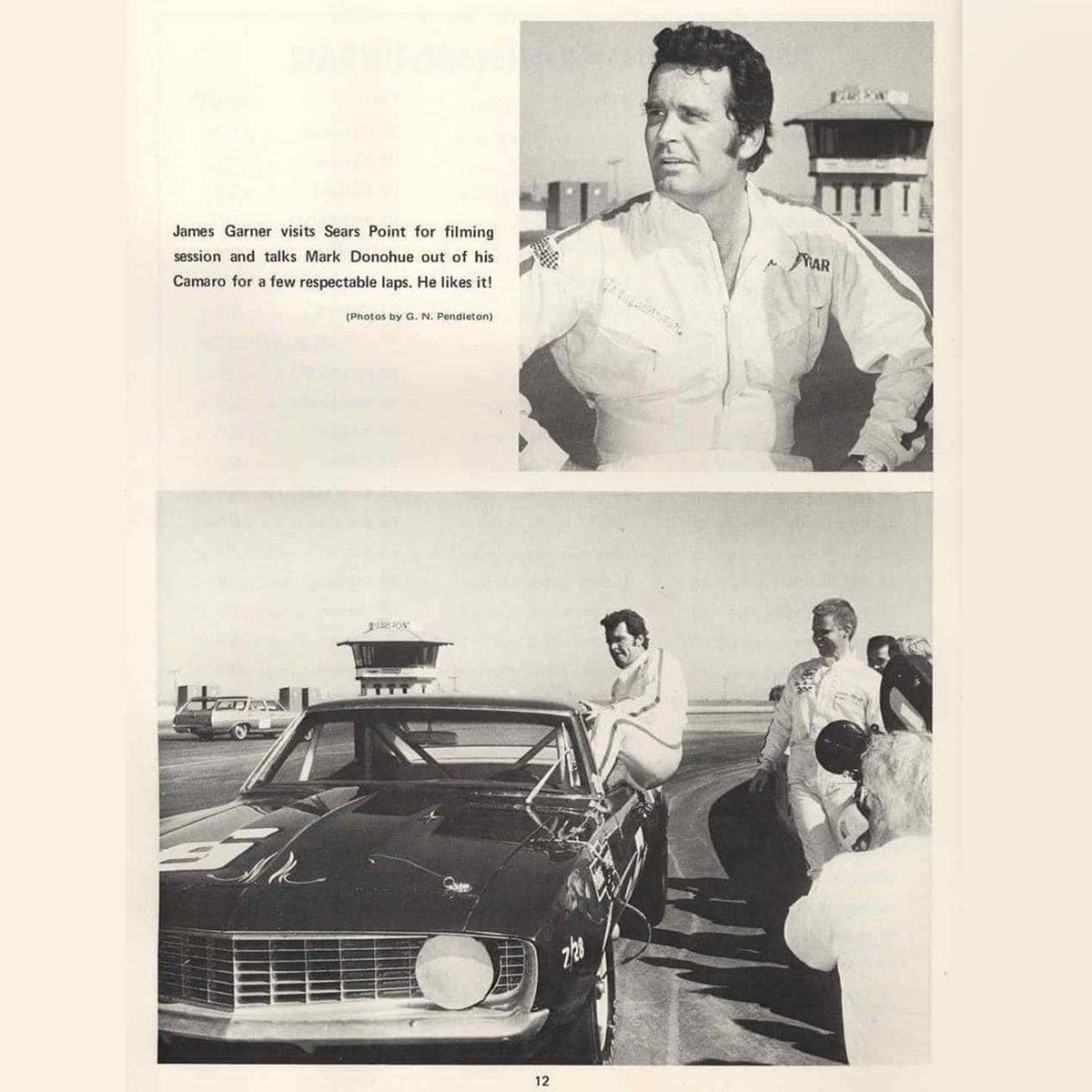 Tremec's tweet image. Cool pics of James Garner, a great actor and racer who definitely knew how to shift his own gears, with famed SCCA Trans Am racer Mark Donahue. Garner got to take laps around Sears Point road course in Donahue’s equally famous Sunoco 1969 Camaro Z/28!
#transam
#roadracing
#scca