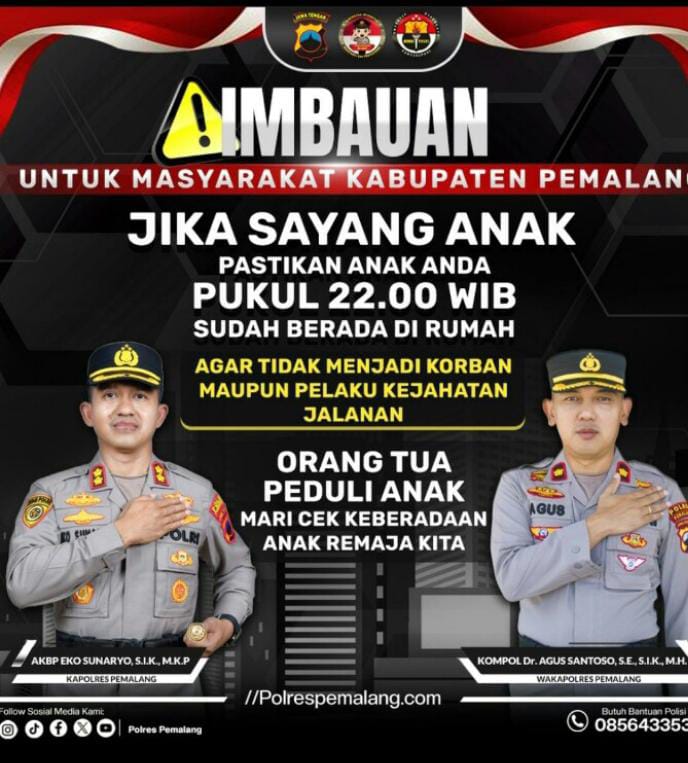 Pastikan anak anda pukul 22.00 sudah berada di rumah. Agar terhindar dari pelaku kejahatan jalanan