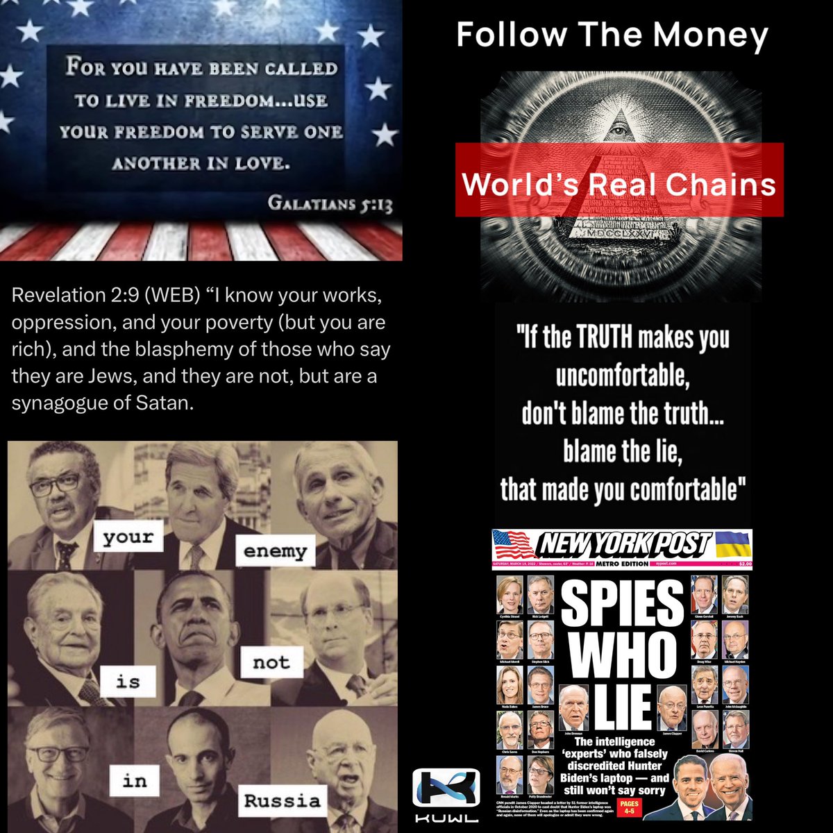 KuwlShow's tweet image. When the true Root of Evil is known, all the world’s dots connect, clearly.  

“Follow the money” exposes the Money Worshippers, the obvious adversaries misaligned with worshipping the One True God of Creation, Love, Joy, Abundance, Compassion, Mercy and Wisdom.  

#DLT atomizes