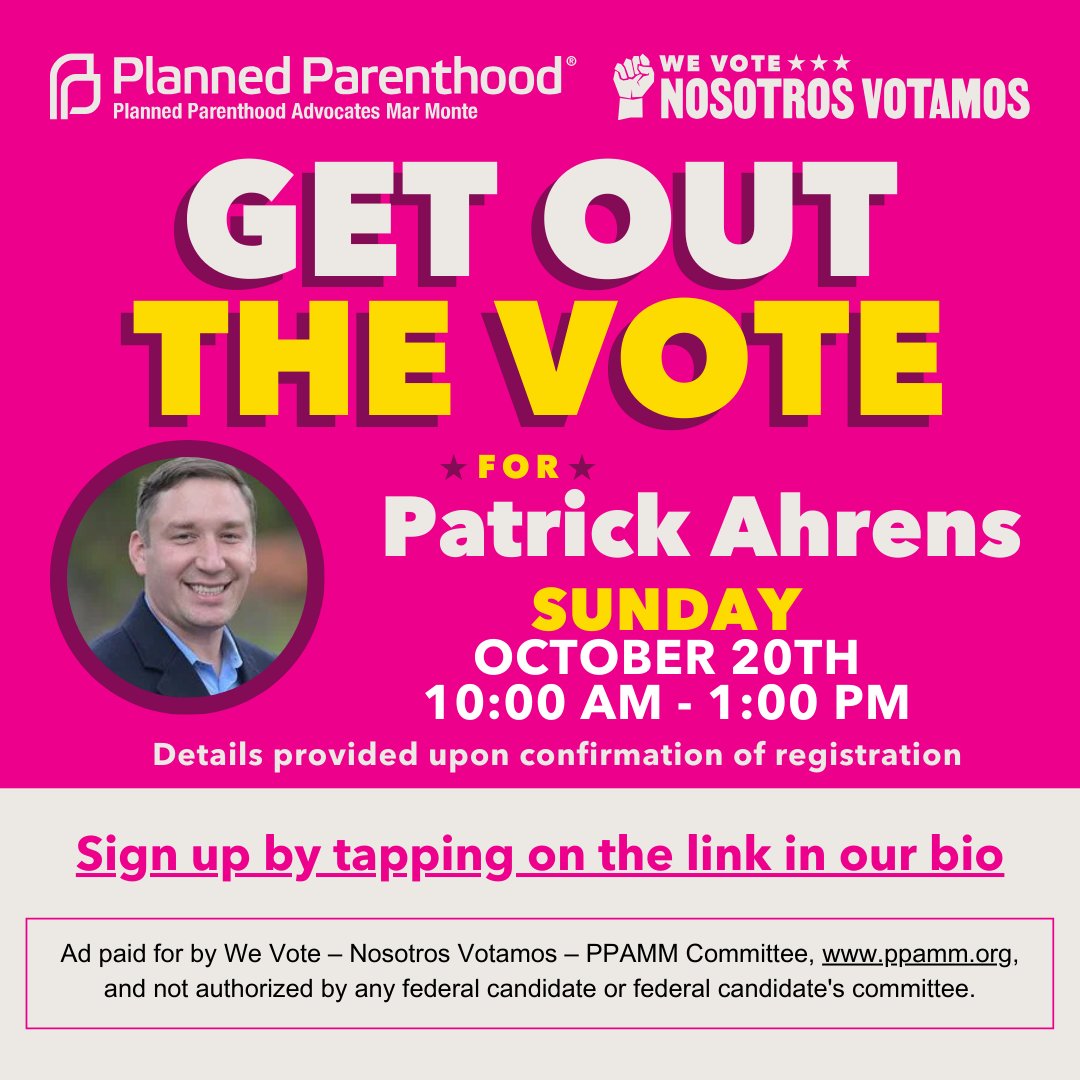 PP Advocates MM (@ppadvocatesmm) on Twitter photo #ActionAlert⚠️Join us in canvassing for Patrick Ahrens for Assemblymember District 26! 
Your voice and energy can help shape the future by engaging with local voters, sharing important updates, and building support for district 26 key issues. RSVP: weareplannedparenthoodaction.org/a/canvass-patr… #ActionAlert⚠️Join us in canvassing for Patrick Ahrens for Assemblymember District 26! 
Your voice and energy can help shape the future by engaging with local voters, sharing important updates, and building support for district 26 key issues. RSVP: weareplannedparenthoodaction.org/a/canvass-patr…