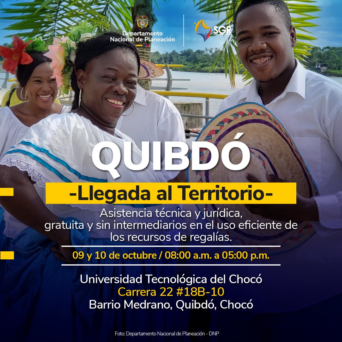 Regalias_gov (@regalias_gov) on Twitter photo Entidad Territorial o Comunidad Étnica del Chocó, asiste a nuestro encuentro en Quibdó: “Llegada al Territorio” y conoce del Sistema General de Regalías y sobre la formulación de proyectos susceptibles a ser financiados con recursos de SGR. <a href="/GobChoco/">Gobernación del Chocó</a> <a href="/AlcaldiaQuibdo/">Alcaldía de Quibdó</a> <a href="/choco_7dias/">Chocó 7 días</a> Entidad Territorial o Comunidad Étnica del Chocó, asiste a nuestro encuentro en Quibdó: “Llegada al Territorio” y conoce del Sistema General de Regalías y sobre la formulación de proyectos susceptibles a ser financiados con recursos de SGR. <a href="/GobChoco/">Gobernación del Chocó</a> <a href="/AlcaldiaQuibdo/">Alcaldía de Quibdó</a> <a href="/choco_7dias/">Chocó 7 días</a>