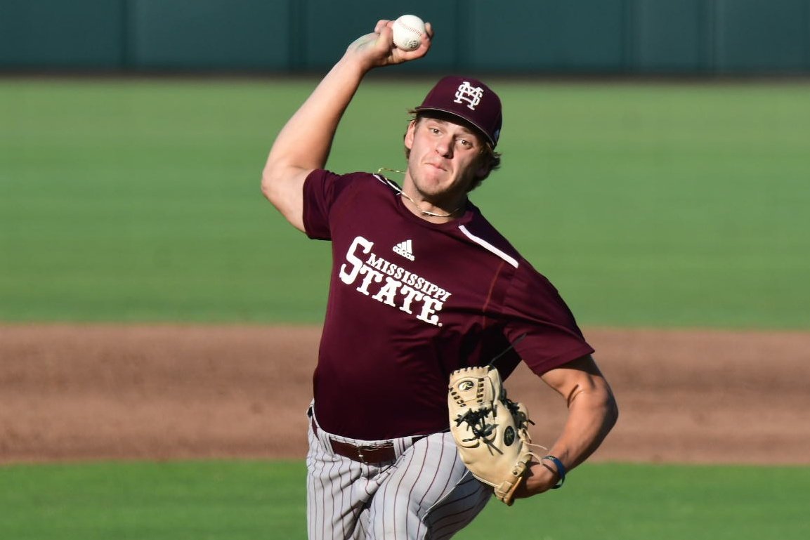I'm also seeing some exciting young arms for <a href="/HailStateBB/">Mississippi State Baseball</a> - always enjoy a sneak peek at the talented freshmen in the fall. Big RHP Duke Stone (below) attacked the zone at 92-95 with plenty more in the tank, good feel for slider. Dane Burns 92-94 from left side, good frame also.
