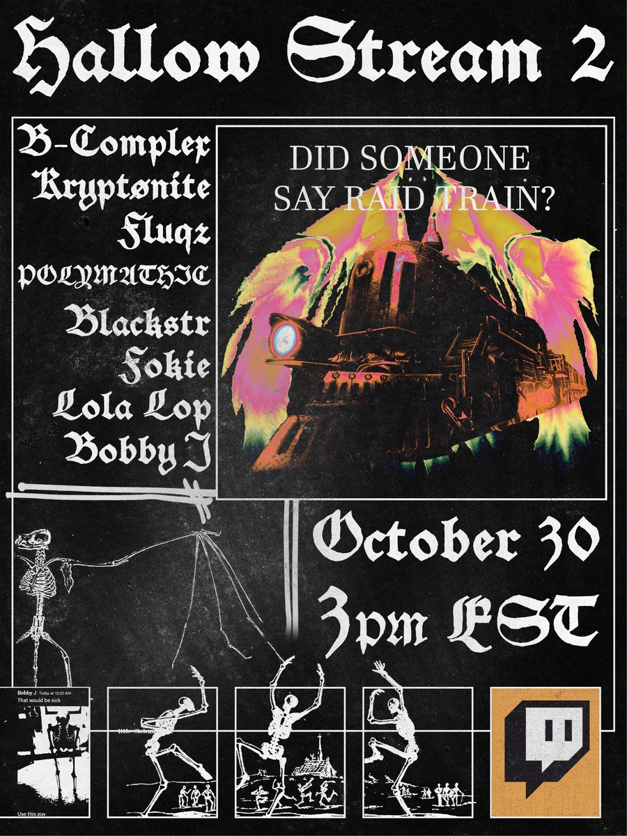 Last year, B-Complex invited me out to something she called Hallow-Stream. We are doing it again!

B-Complex, being her awesome self, decided we should dedicate this raid train to something bigger than ourselves. Info and all channel links below.

Poster by the amazing <a href="/XiaVRC/">XiaVR</a>!
