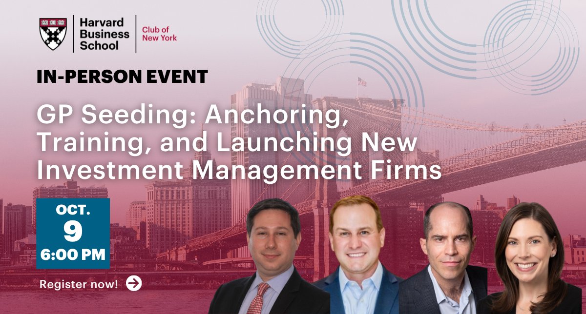 On Oct 9, our panel will discuss how to attract GP seeders for your new investment management firm and more.

Gatewood Capital, Mesa Lane, <a href="/dteten/">David Teten (https://teten.com)</a> /@coolwatercapital, and moderator Jennifer E. Crystal will join us for this conversation.

Register: bit.ly/4eqgonB