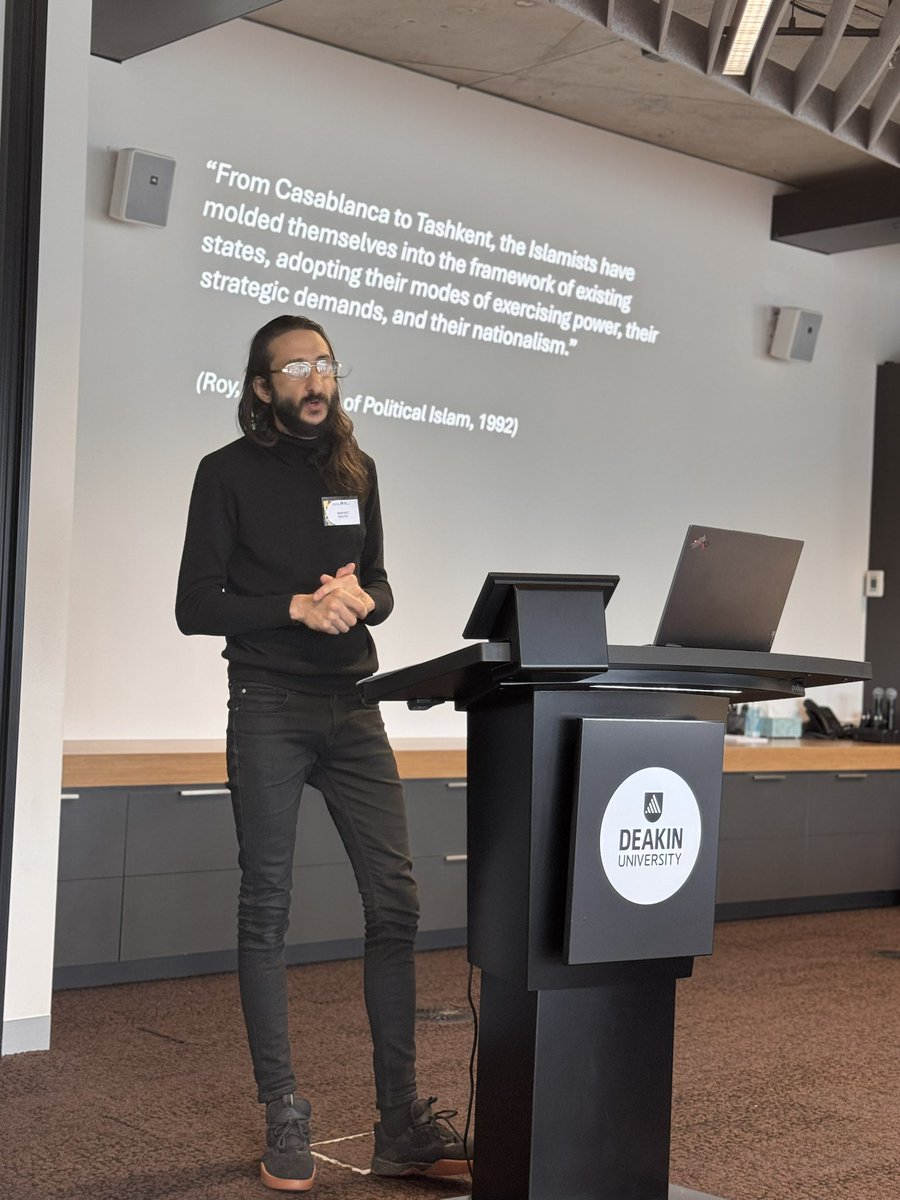 Shadi (@mrsshadisnape) on Twitter photo Benedict Moleta critiques Olivier Roy’s theory of failure of Islam, by sharing a on the non-failure of Hamas’ political Islam, evident in the divisions between state and society that have developed in the polity of Israel.
<a href="/ourANU/">ourANU</a> 
<a href="/MESF_Deakin/">Middle East Studies Forum</a> 
#MESF2024 Benedict Moleta critiques Olivier Roy’s theory of failure of Islam, by sharing a on the non-failure of Hamas’ political Islam, evident in the divisions between state and society that have developed in the polity of Israel.
<a href="/ourANU/">ourANU</a> 
<a href="/MESF_Deakin/">Middle East Studies Forum</a> 
#MESF2024