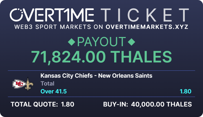 Daily yolo vol 11, bet placed in <a href="/OvertimeMarkets/">Overtime</a>
 
Take a shot yourself at overtimemarkets.xyz