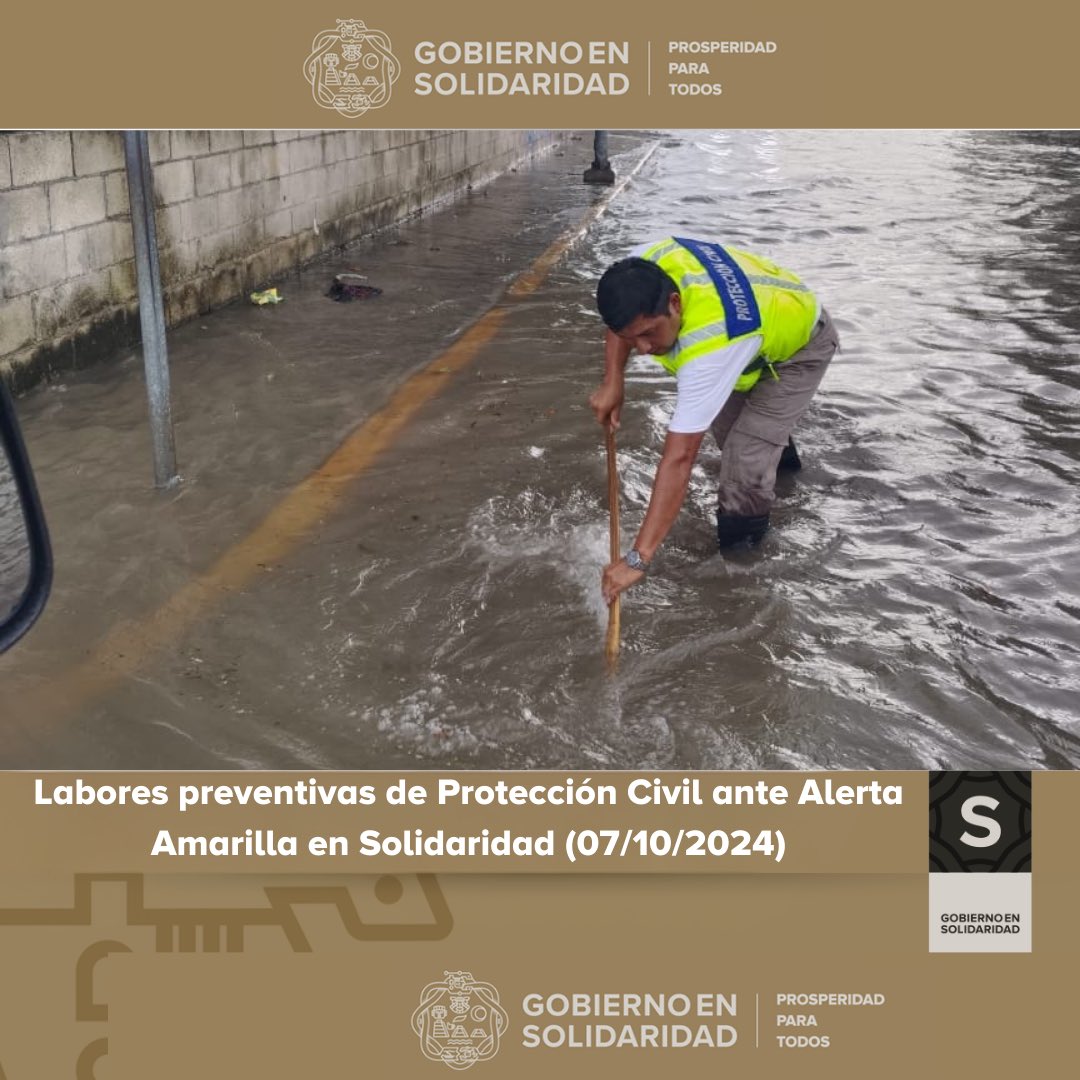 estefaniamerkdo's tweet photo. Ante la Alerta Amarilla 🟡 por el huracán Milton, en Solidaridad ya estamos tomando acciones preventivas. 

Protección Civil y el Cuerpo de Bomberos están desplegados en puntos clave del municipio, preparados para cualquier contingencia.

Tu seguridad es nuestra prioridad. Sigue las indicaciones oficiales, mantente informado y recuerda: la prevención es la mejor defensa.

#ProsperidadParaTodasYTodos