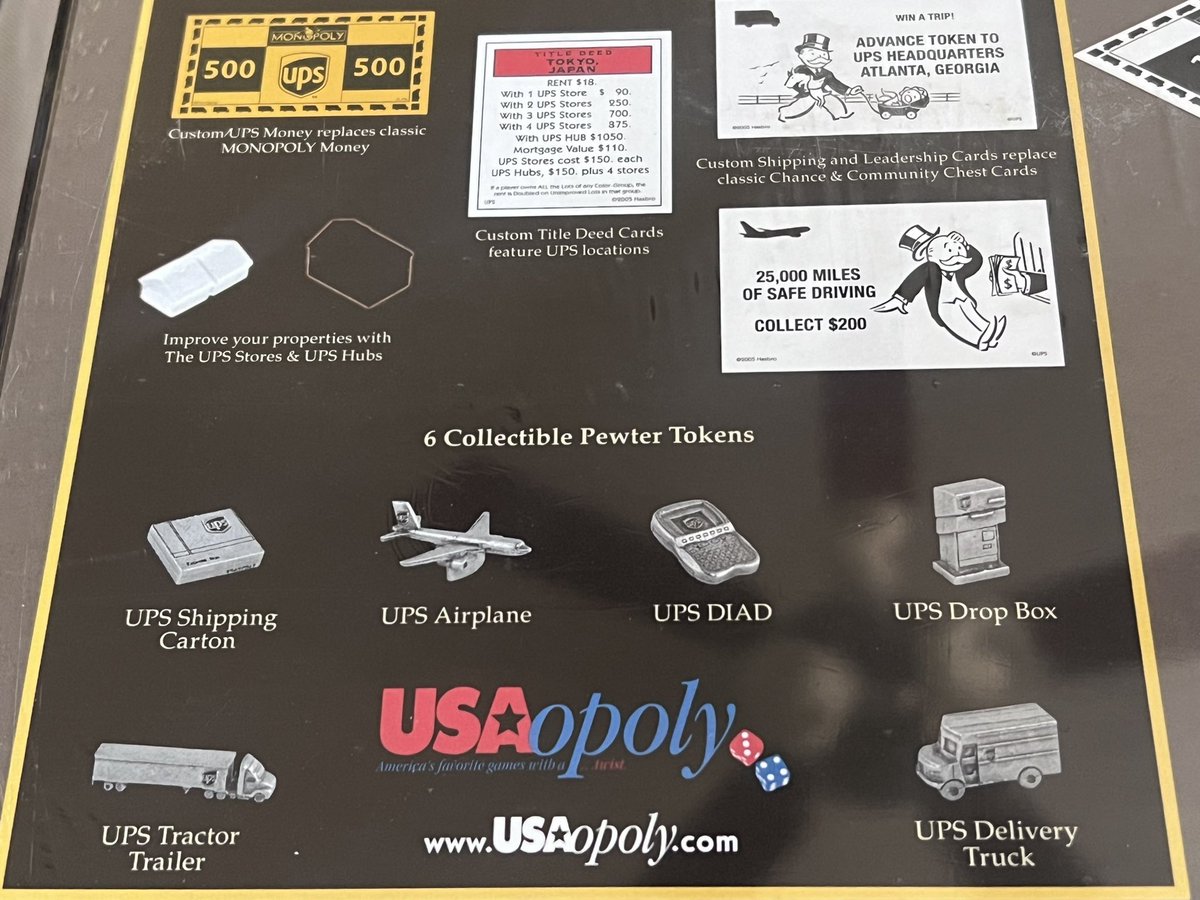 Berner's UPS Showcase (@ninjacprecruits) on Twitter photo When you get that first edition, out of print, <a href="/UPS/">UPS</a> monopoly set. 🙌🏾🔥🙌🏾 #WINNING
And check out those pewter game tokens. I’m totally going to be the DIAD. 😁
<a href="/UPSers/">UPSers</a> <a href="/UPS_earthcityPL/">UPS Earth City Preload</a> <a href="/CPAABRG/">CP_AABRG</a> <a href="/JeffStVerna/">Verna Burns</a> <a href="/koltensmith10/">Kolten Smith</a> <a href="/HRGalindoUPSers/">Luis</a> <a href="/Tamjamconsultz/">Tamara James</a> <a href="/28a234fcab2245f/">Heather Roberts 💜</a> When you get that first edition, out of print, <a href="/UPS/">UPS</a> monopoly set. 🙌🏾🔥🙌🏾 #WINNING
And check out those pewter game tokens. I’m totally going to be the DIAD. 😁
<a href="/UPSers/">UPSers</a> <a href="/UPS_earthcityPL/">UPS Earth City Preload</a> <a href="/CPAABRG/">CP_AABRG</a> <a href="/JeffStVerna/">Verna Burns</a> <a href="/koltensmith10/">Kolten Smith</a> <a href="/HRGalindoUPSers/">Luis</a> <a href="/Tamjamconsultz/">Tamara James</a> <a href="/28a234fcab2245f/">Heather Roberts 💜</a>