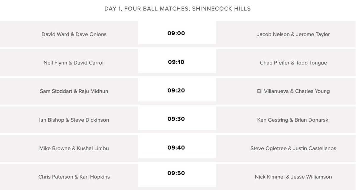 The #simpsoncup pairings for tomorrow’s fourball matches have been revealed… here’s how they’re going to be lining up 🇬🇧🇺🇸